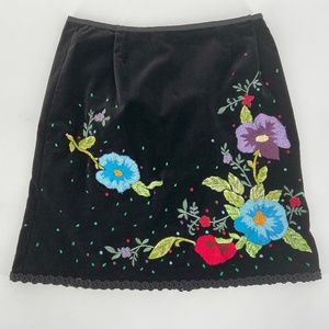 Nanette Lepore Velvet Black & Multicolor Skirt 8